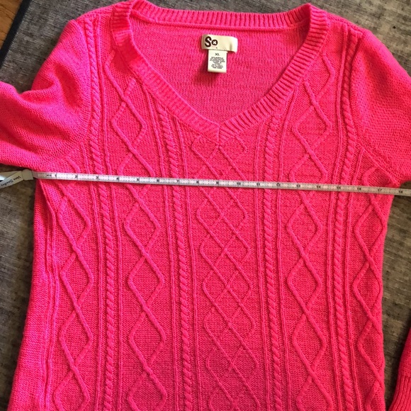 SO hot pink cable knit sweater juniors xl - Picture 4 of 7